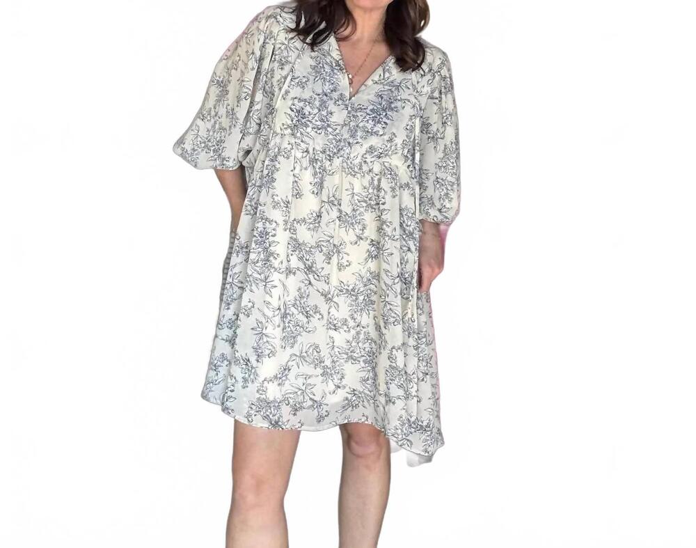 NEW JADE BY JANE lined floral chiffon babydoll short dress in cream